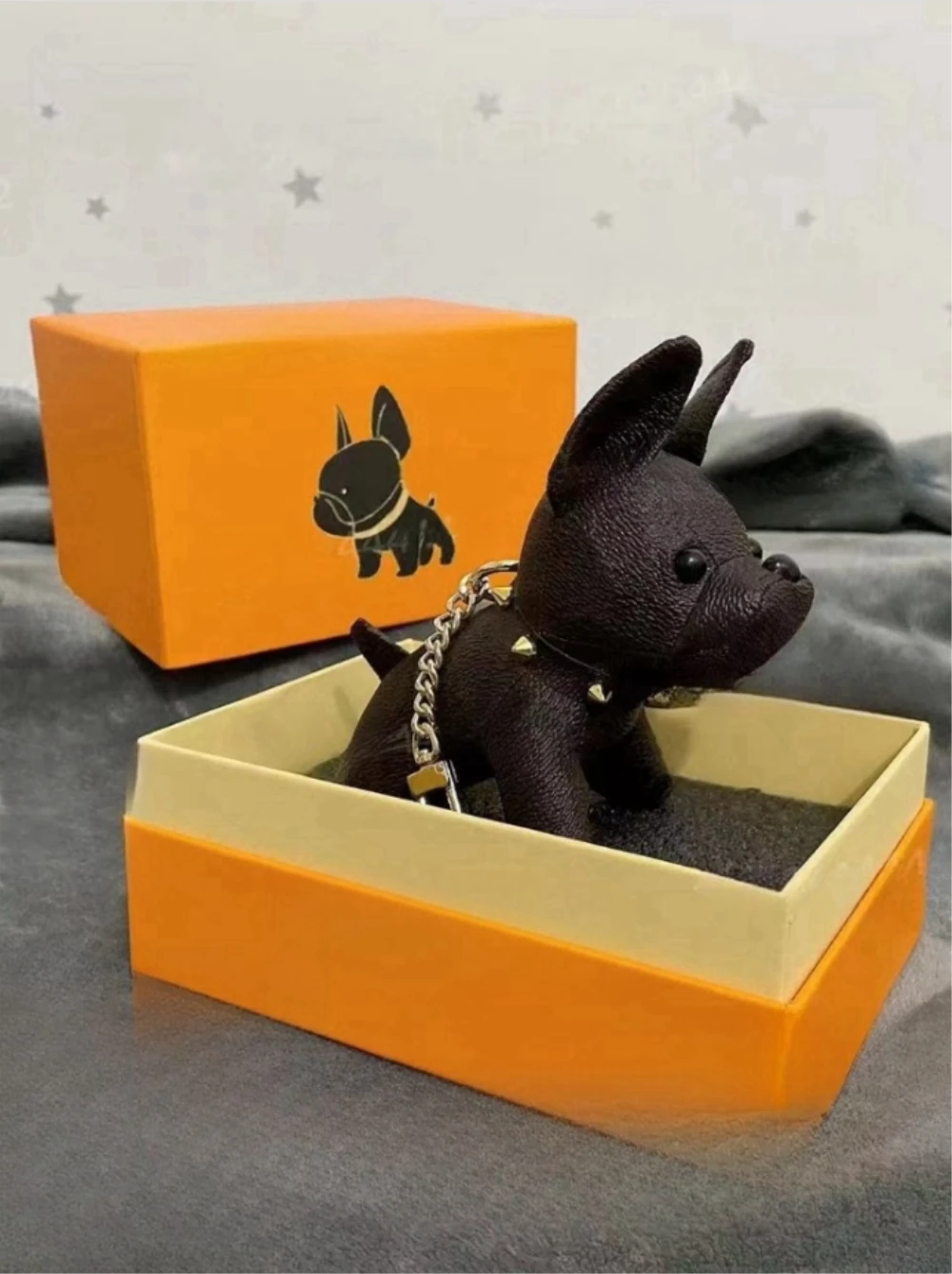 2024 Top selling PU Leather Fighting Dog Pendant Keychain Cute Doll Bag Hanging Decoration Dog Buckle Pendant Chain