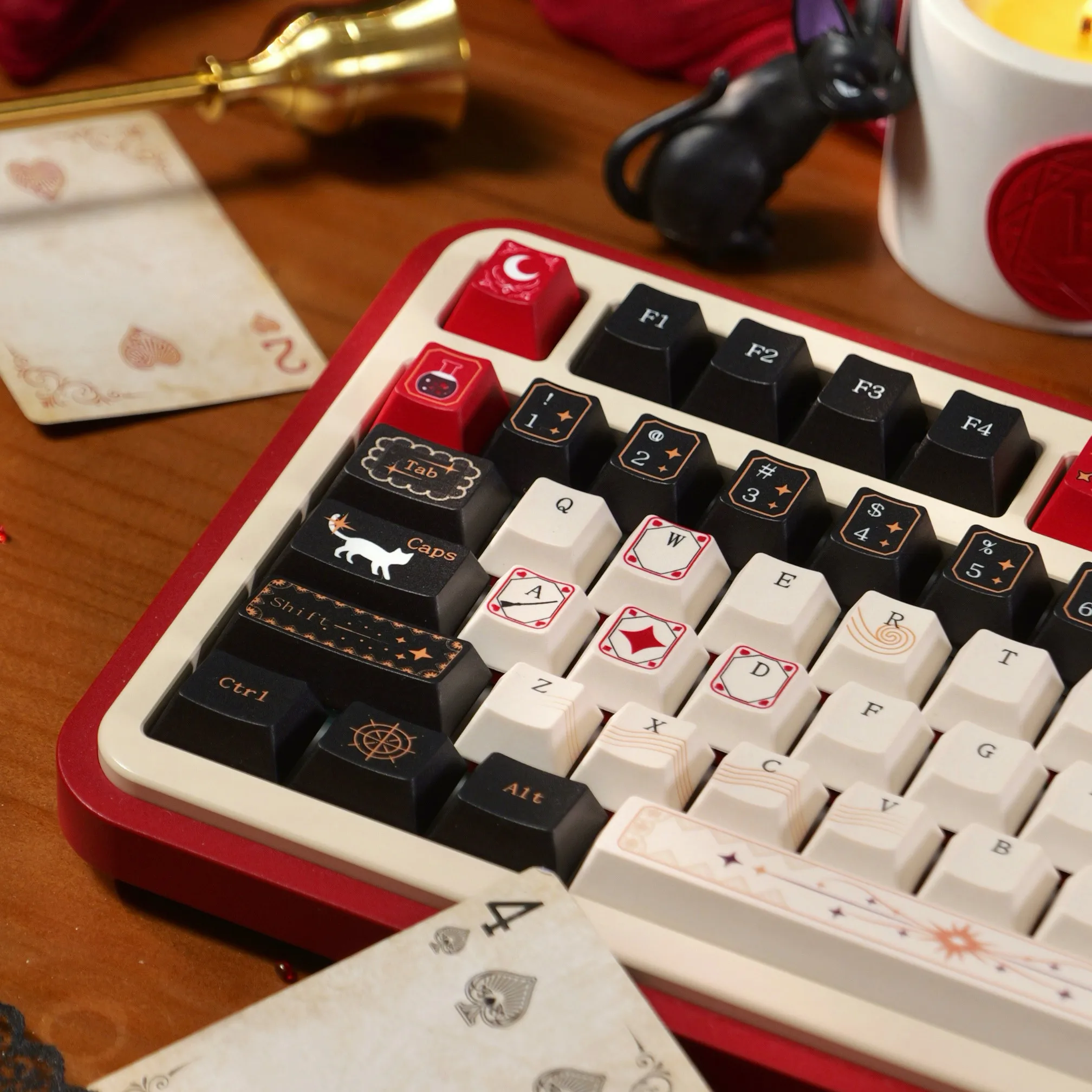 143-Key Retro Themed Keycaps Cherry-Profile PBT Sublimation Custom Key Cap for 68 75 87 98 Alice ISO Layout Mechanical Keyboard