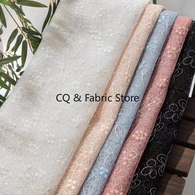 

Delicate floral embroidery Mesh Fabric Tulle Children's Skirt Making Material DIY Fabric Bridal Dress Decoration By The Yard