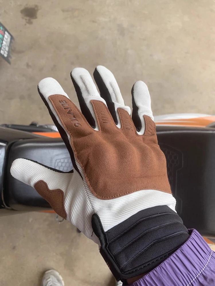 

SULAITE Summer Retro Knight Motorcycle Gloves Breathable Anti-Fall PVC Shell Windproof Driving Gear Luvas for Women Men Riders