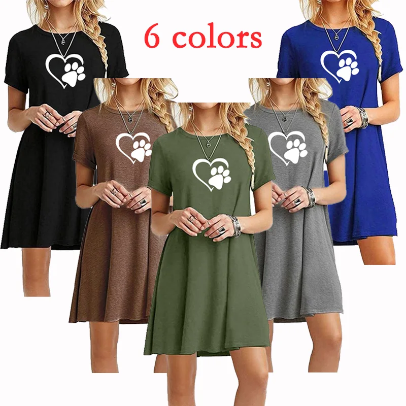 

Fashion Dresses Summer Clothes Women's Casual Short Sleeve Dress Solid Color Beach Wear Cotton Mini Dress Loose Dress 5 colors