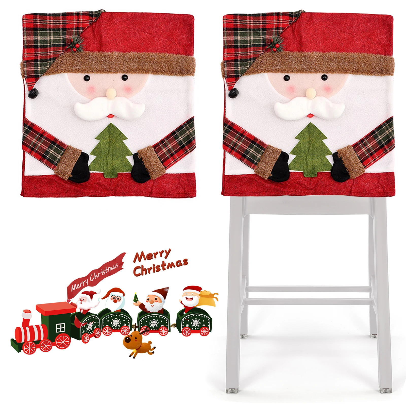 Christmas Chair Covers 21.26x18.9in Seat Covers Chair Slipcovers Protector for Holiday Gatherings Interior Decoration