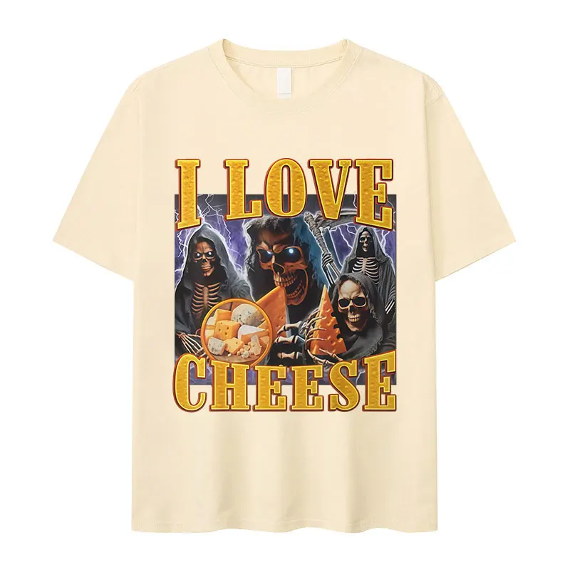 أنا أحب الجبن مضحك الهيكل العظمي ميمي الجرافيك تي شيرت المرأة خمر تي شيرتات قصيرة الاكمام موضة التي شيرت ملابس حريمي #6