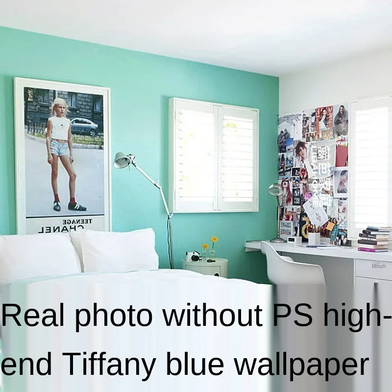 [waterproof-stain-resistant]-tiffany-blue-non-woven-wallpaper-plain-bedroom-living-room-dining-room-background-wallpaper