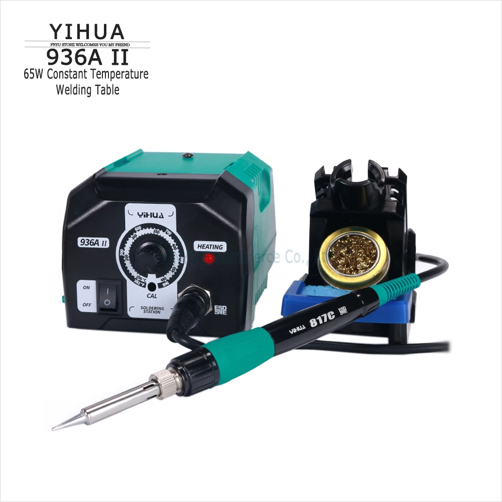 

Soldering Iron YIHUA 936A-II Constant Temperature Soldering Station 65W Quick Heating Up Double Scale Rework Welding Table