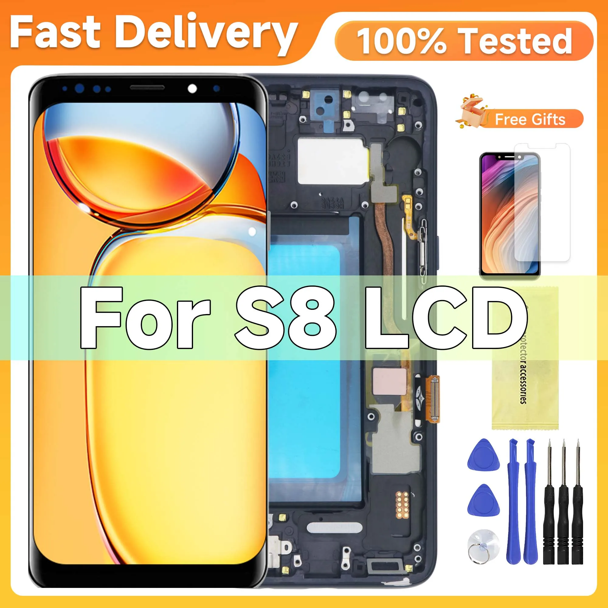 

Tested NEW TFT Screen S8 LCD with frame for Samsung Galaxy S8 G950 SM-G950FD Display Touch Screen Digitizer Assembly Replacement