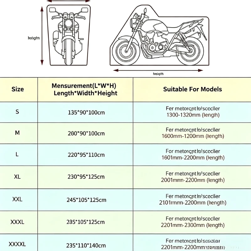 Options Motorcycle Cover, All-Weather Outdoor Protection, Heavy Duty Dustproof with Anti-Theft Lock Hole And Windproof Buckles,