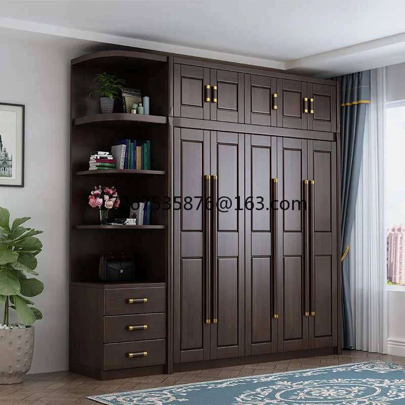

New Chinese-style solid wood wardrobe bedroom complete set of furniture combination simple modern wardrobe corner