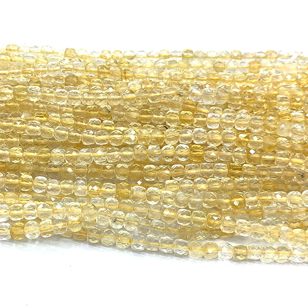 Natural Citrine Faceted Irregular Cube Small Beads For Jewelry Making 06828