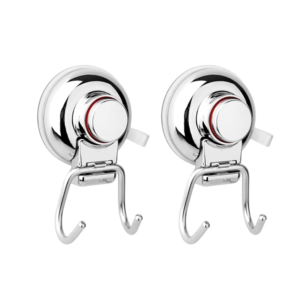 

2pc Suction Cup Hooks Stainless Steel Seamless DoubleHooks for Bathroom Kitchen Refrigerator Smooth Wall Mount
