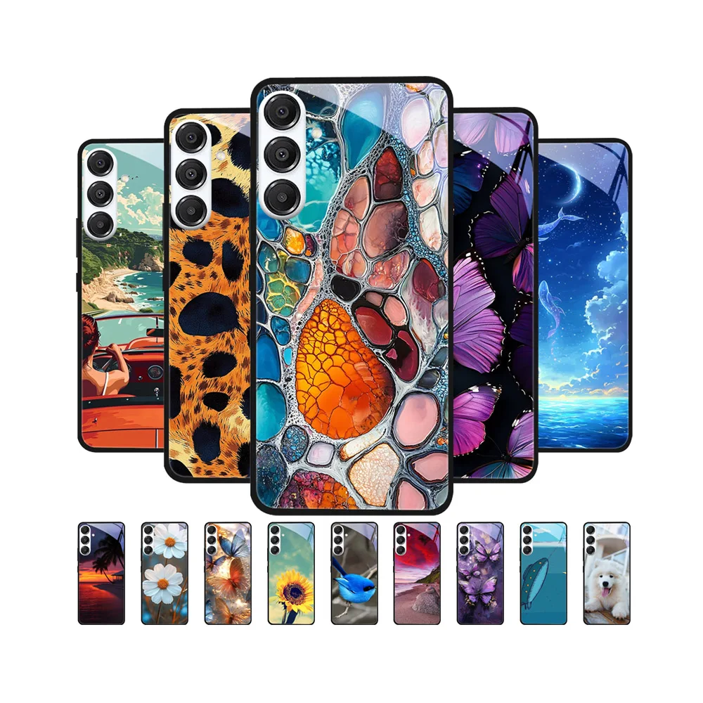 Fashion Colorful Paint Phone Case for Samsung Galaxy A56 A06 A16 A55 A35 A15 A25 Multi Style Case Tempered Glass Phone Case