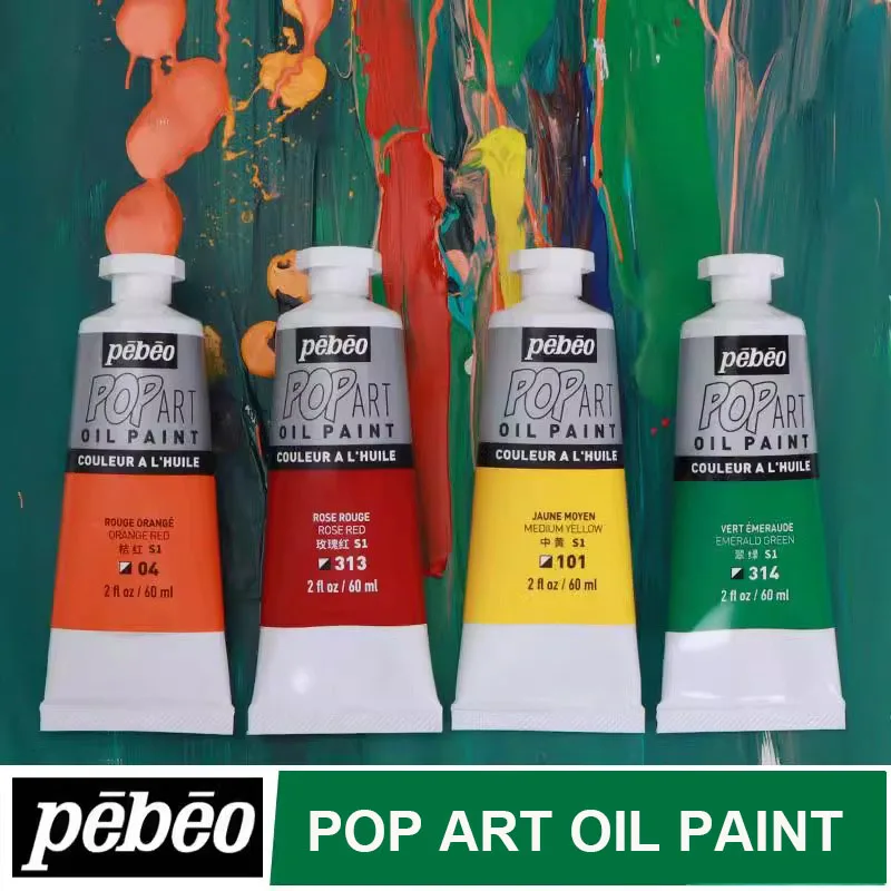 PEBEO POP ART peinture à l'huile 60ml 2fl oz tubulaire 45 couleurs résistant à la lumière étudiant artiste peinture titane blanc pigment Transparent
