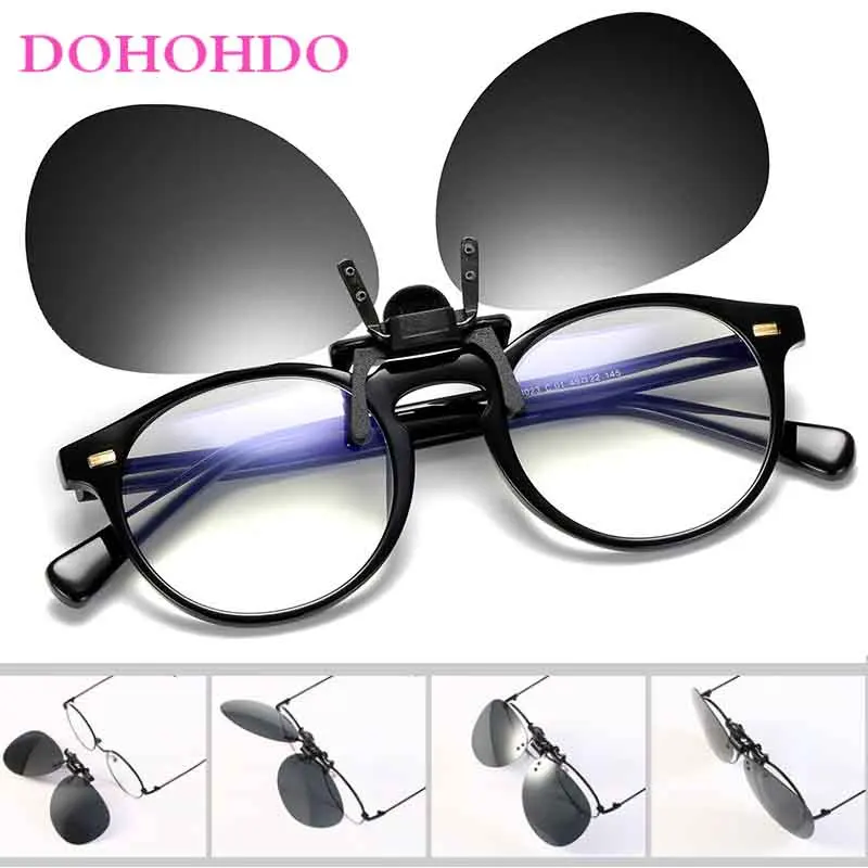 DOHOHDO 2022 Polarized Photochromic Flip Up Pilot Lens Driving Night Vision Glasses UV400 Clip On Sunglasses Lenses Anti Glare