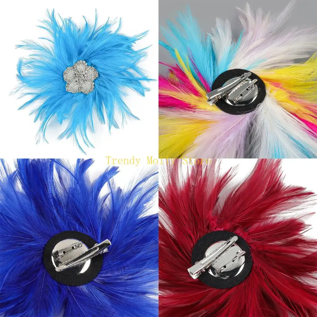 

N5KB Shimmering Rhinestones Flower Hair Clip for Women Derby Event Stage Show