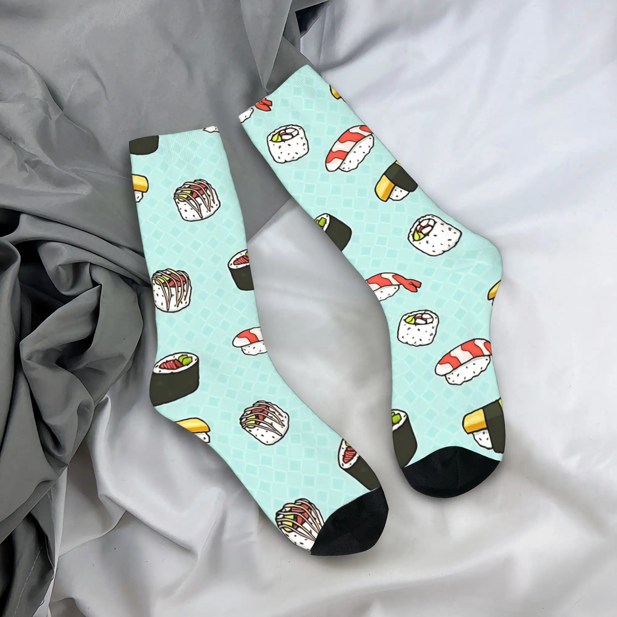 

Delicious Sushi Socks Non-Slip Stockings Adults Men Medium Soft Cycling Socks Autumn Trendy Graphic Socks
