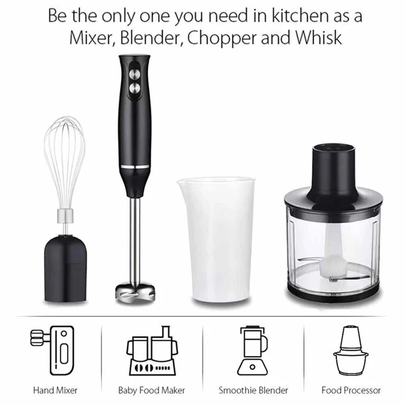 500W Portable Hand Blender,4 In 1 Multi-Functional Household Kitchen Electric Mixer,Egg Beater,Food Processors,Chopper,Whisk