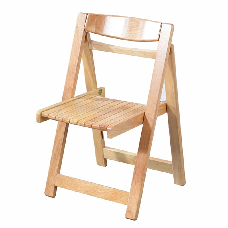 Solid Wood Folding Chair Home Storage Bench Restaurant, Office, Backrest Chair Breathable