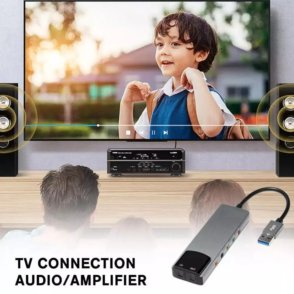 New USB Sound Card Portable Practical External Audio Card 7.1 5.1 Channel Voice Chat SPDIF Optical for PC/Computer