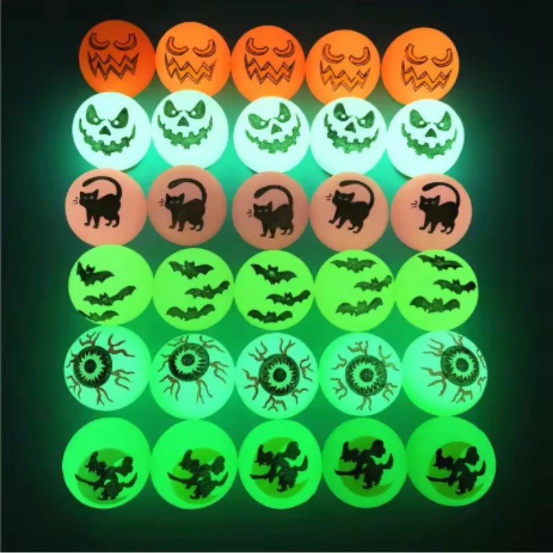 1Pcs Halloween Glow in The Dark Bouncing Balls Toy Kids Trick or Treat Gift Goodie Bag Filler Halloween Party Gag Toys