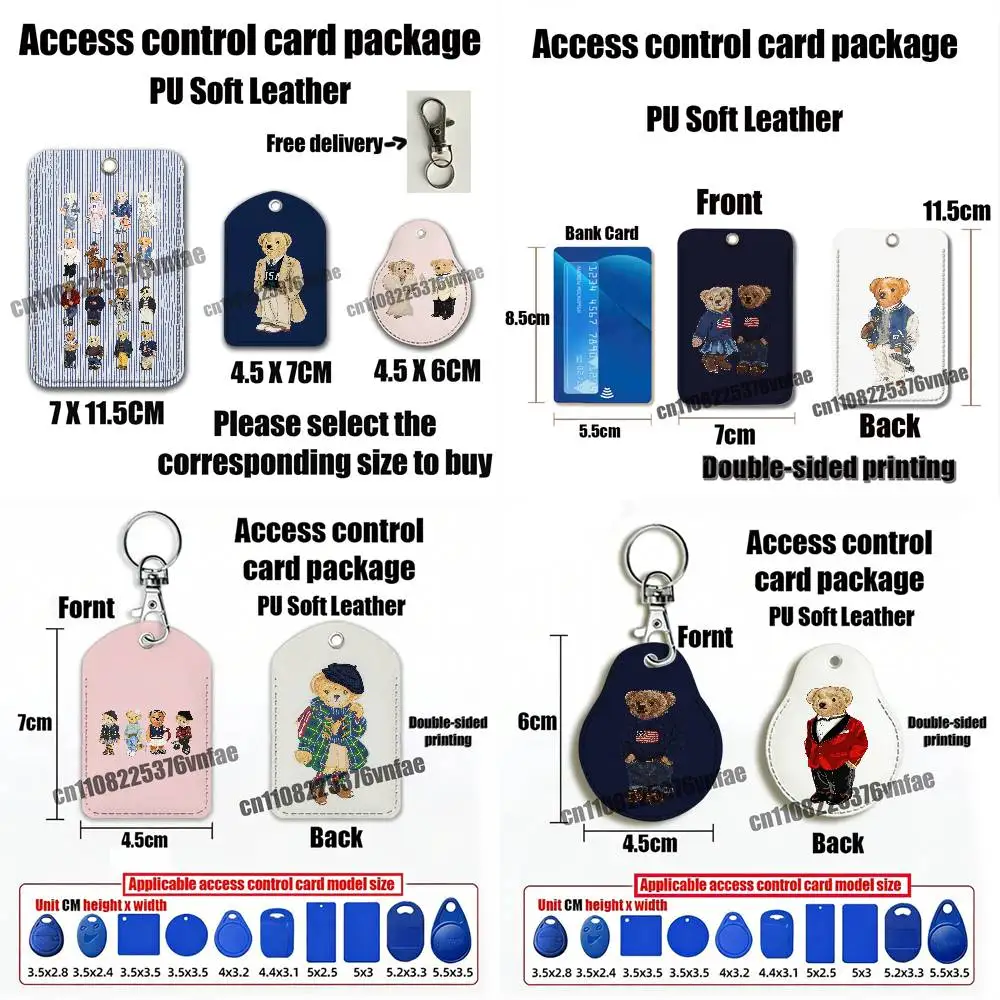 

For Fashion USA America Bear American ID Clips Credit Bank Access Bus Electric Car Elevator Card Holder Cover Keychain