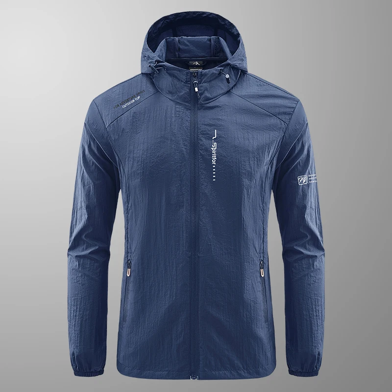 

Men's Quick Dry Sun-Protective Hooded Jacket Ultra Light Outdoor Windbreaker for Hiking Fishing Cycling Gym Sports Summer