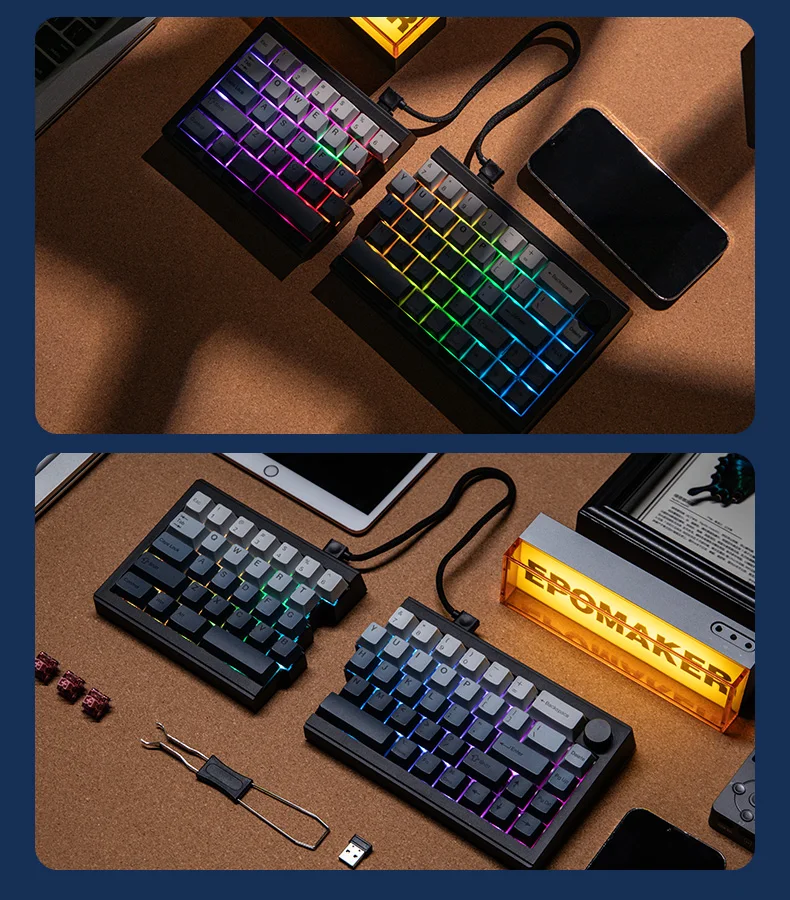 Разделенная клавиатура EPOMAKER Split65 по индивидуальному заказу, трехрежимная беспроводная Bluetooth, эргономичная игровая офисная клавиатура для киберспорта, горячая замена