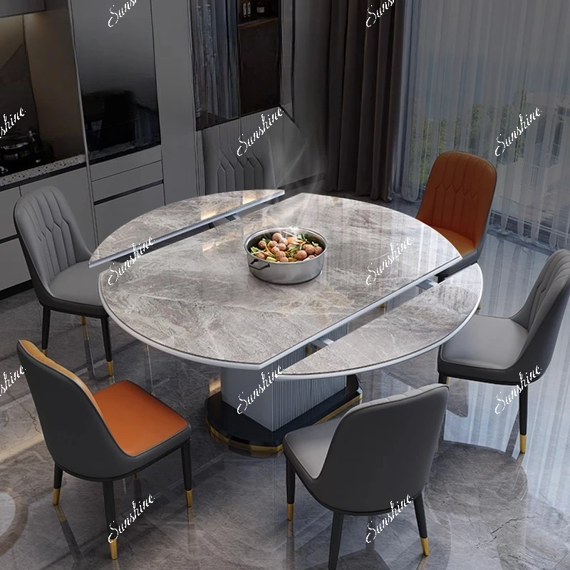 Slate dining table and chair combination folding telescopic dining table light luxury home small apartment