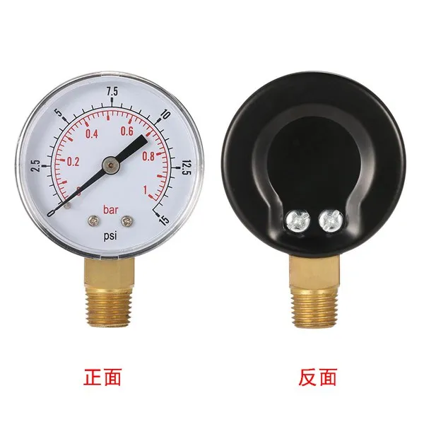 

Discount 0-1bar 50mm Water Pressure Gauge Meter 1/4 inch NPT Thread Manometer TS-50-15psi