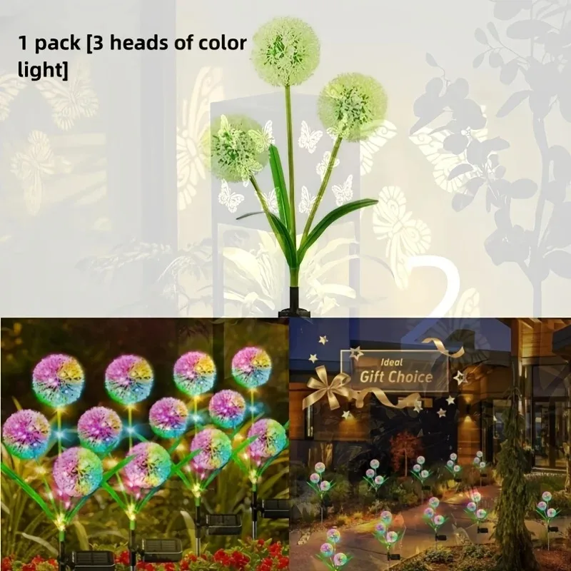 Outdoor Waterproof Ground Insert Solar Dandelion Lawn Lights Decorative Lamp for Garden Yard Patio Walkway Ornament