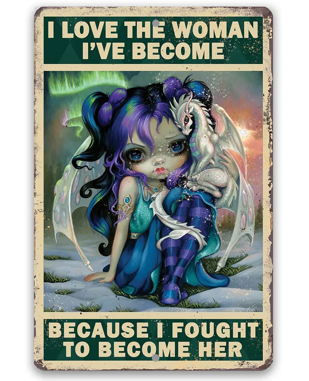 Strangeling I Love The Woman I've Become - Gothic Moody Goth Purple Shades Fairycore Fairy Grunge Print, Witchcraft Vin sign