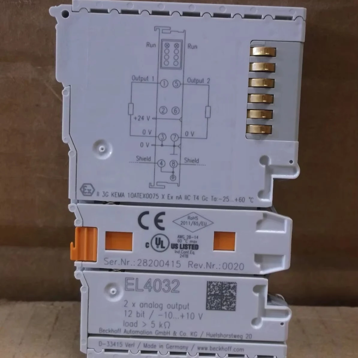 100% NEW EL4032 Beckhoff New PLC Disc I/O Ethercat 2 Channel Analog Power Beckhoff EL4032