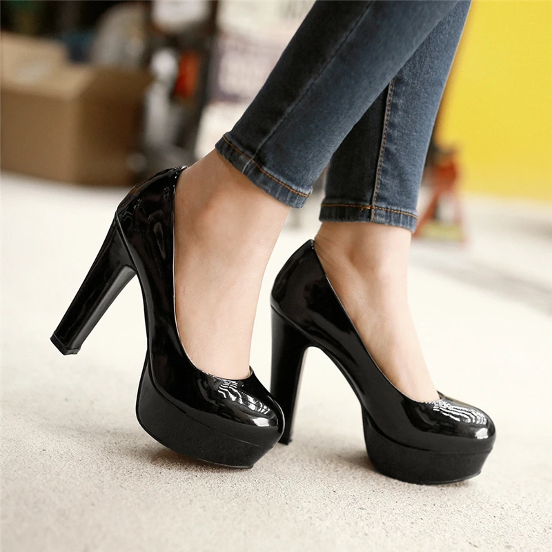 Elegant Women High Heels Platf – Patent Leather Pump recenzja i cena