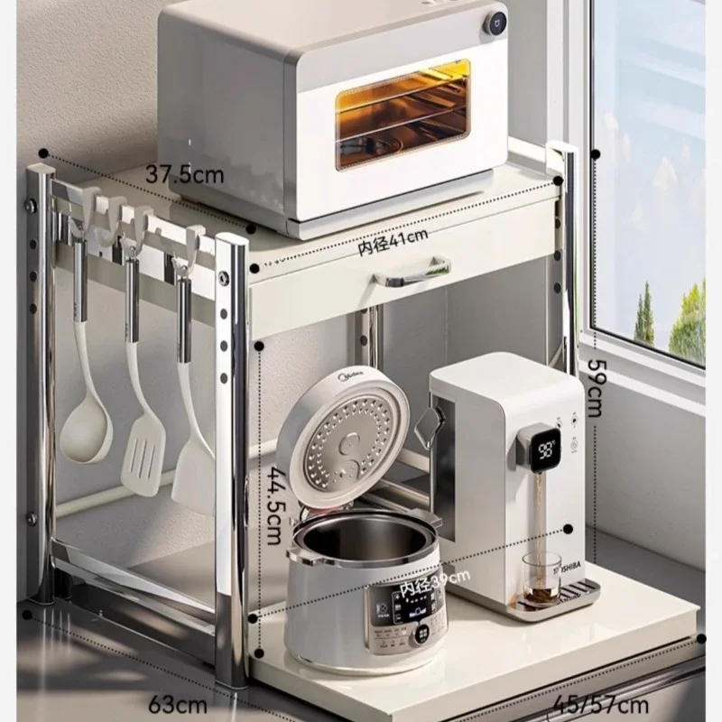 

Drawer microwave oven rack, kitchen countertop double integrated