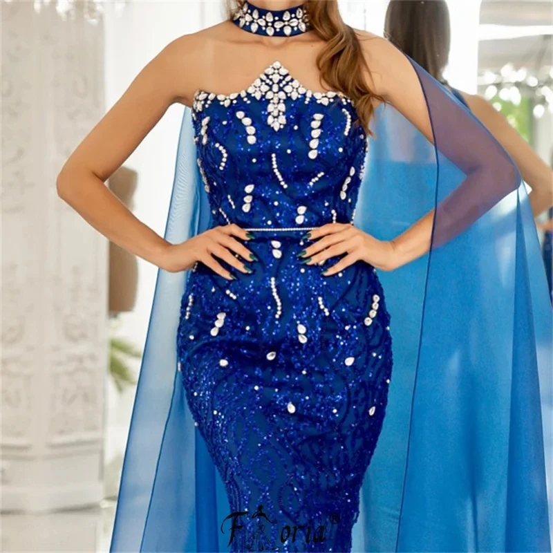 Luxurious Mermaid Evening Dresses Strapless Beads Appliques Lace Prom Gowns Custom Made Sweep Train Special Occasion Wear