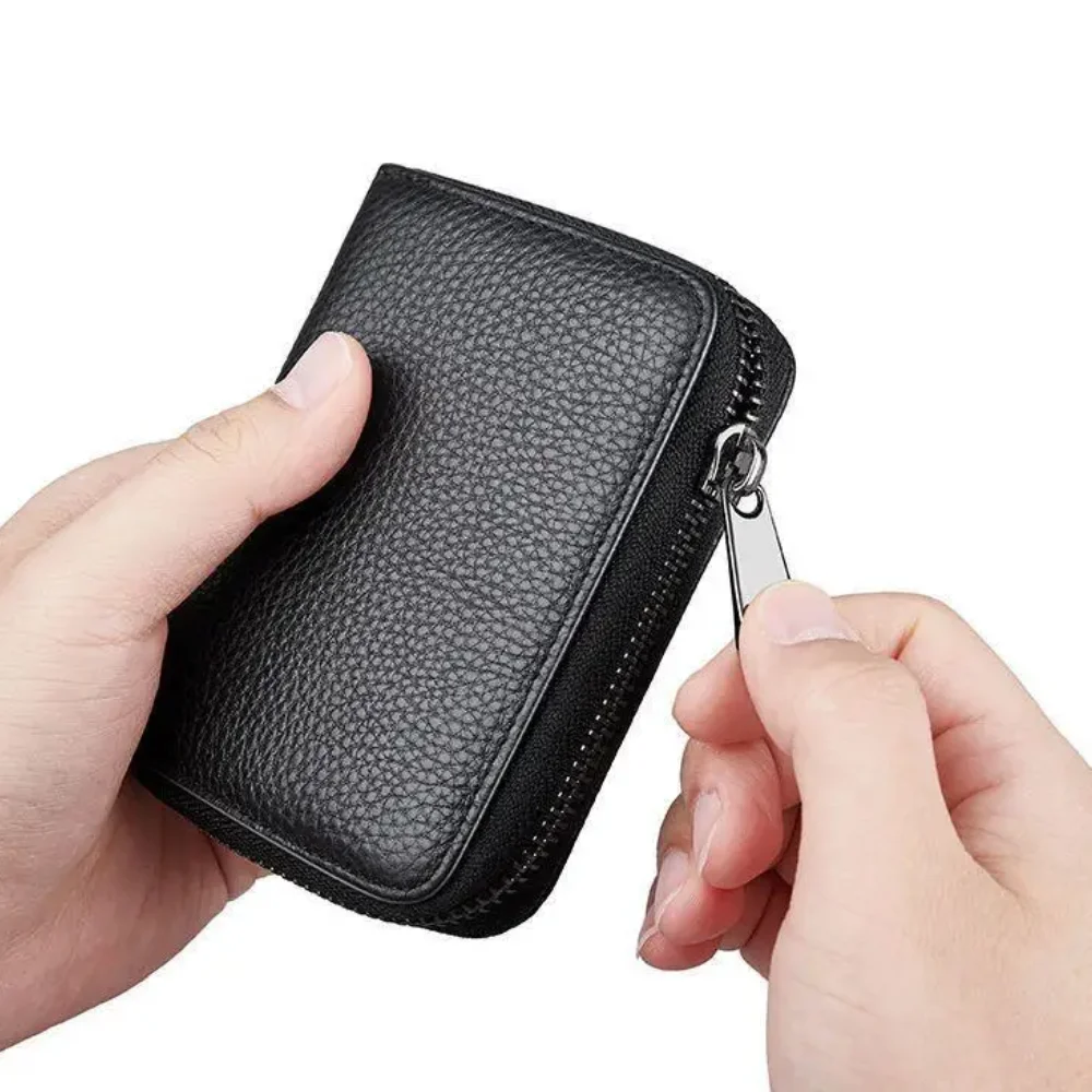 حافظة بطاقات منظمة بلون سادة للرجال الصغار، محفظة عملات معدنية عالية المظهر، قطعة واحدة لتخزين المستندات