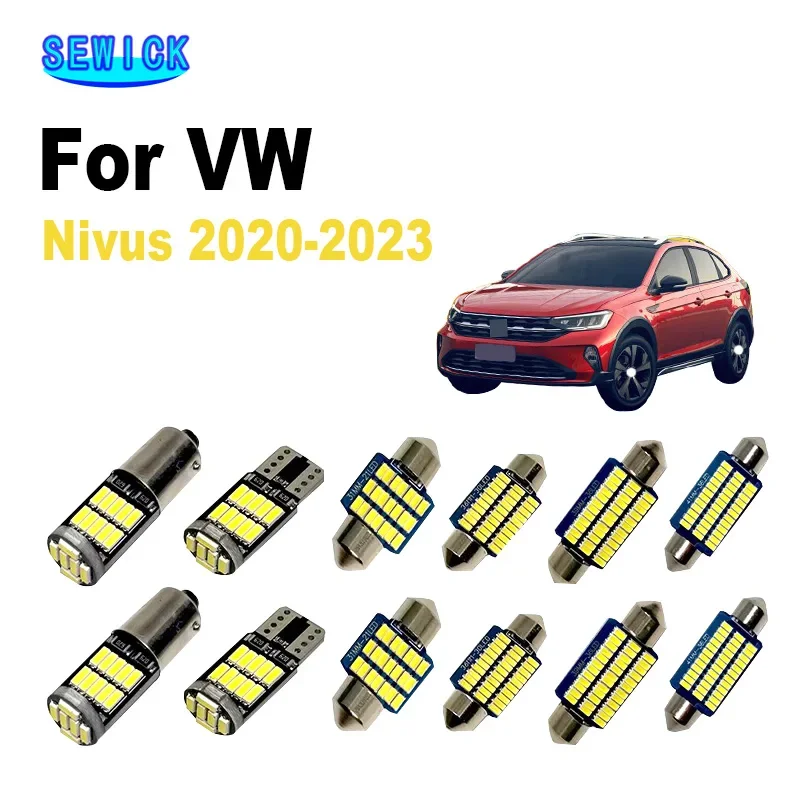 SEWICK-Kit de luces LED para Interior de coche, accesorios de lámpara de visera solar, mapa, bombillas de maletero para Volkswagen VW Nivus 2020-2023, 10 piezas, 12V