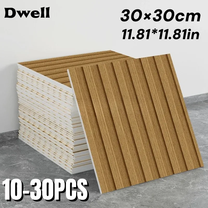 

30x30cm 3D Wall Sticker Decor for Ceiling Living Room Waterproof Wood Grain Self Adhesive Wallpaper Peel and Paste Wall Panels