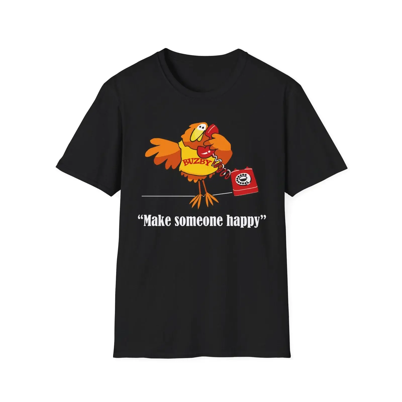 Buzby Make Someone Happy T Shirt Retro British Advert Nostalgia vintage Washed Top For Everyday Wear Soft streetwear Breathable