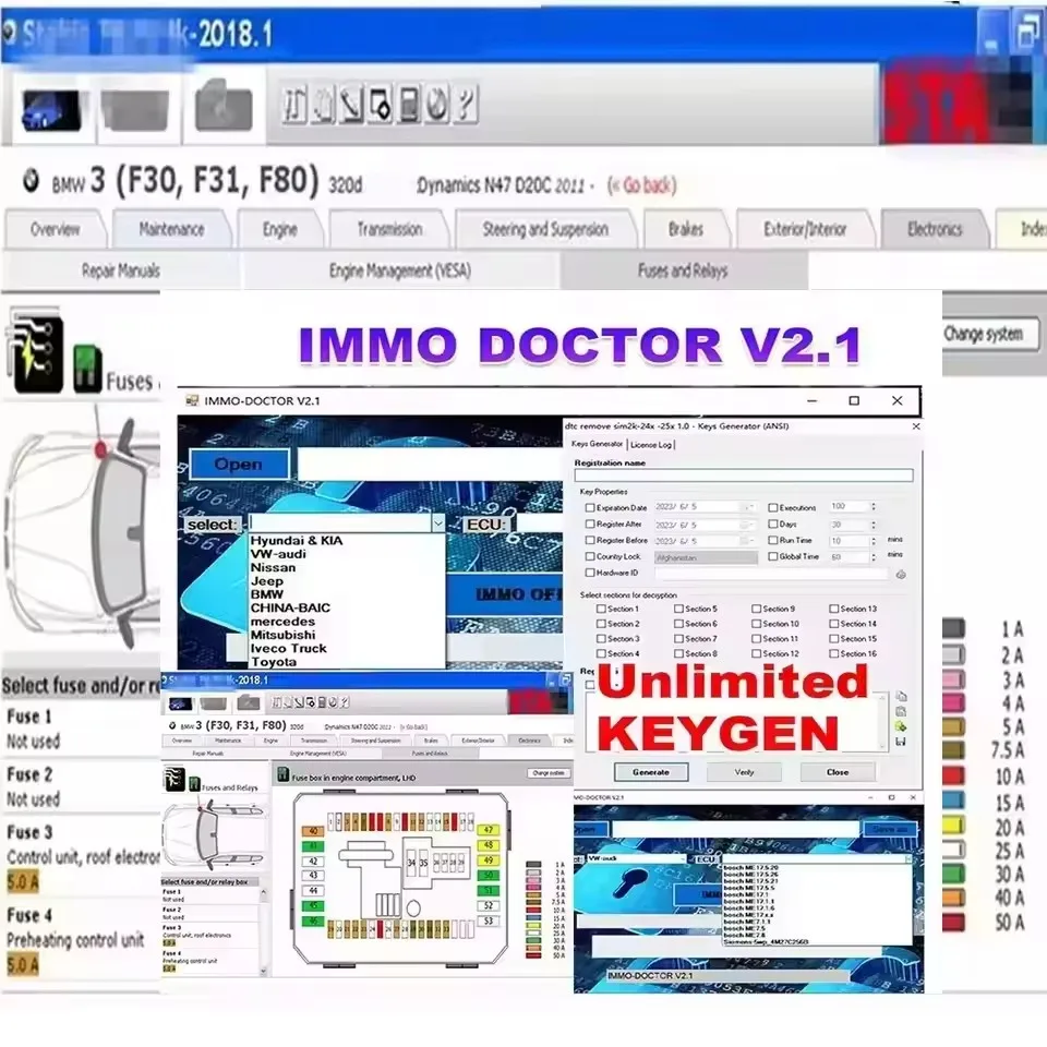 

2026 IMMO DOCTOR V2.1 Неограниченный кейген, программное обеспечение для чип-тюнинга ЭБУ различных марок для SIM2K MT38 ME 17.9.2 MED17.9.8 - Новая версия