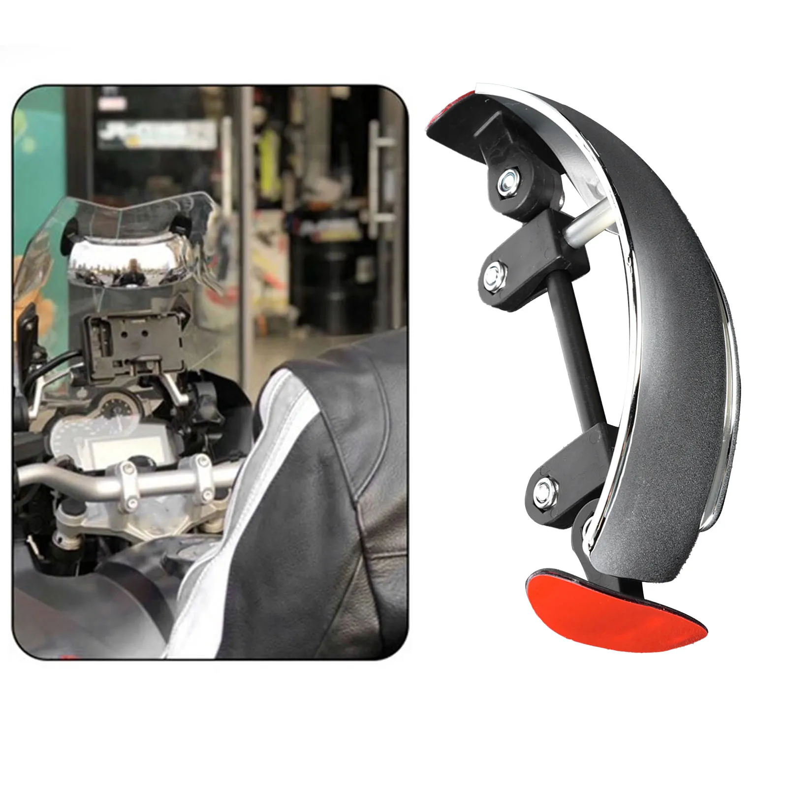 Add On Rearview Mirror Motorcycle Rear View Mirror Chromed 180 Ultra Wide Angle Central Windscreen Mount