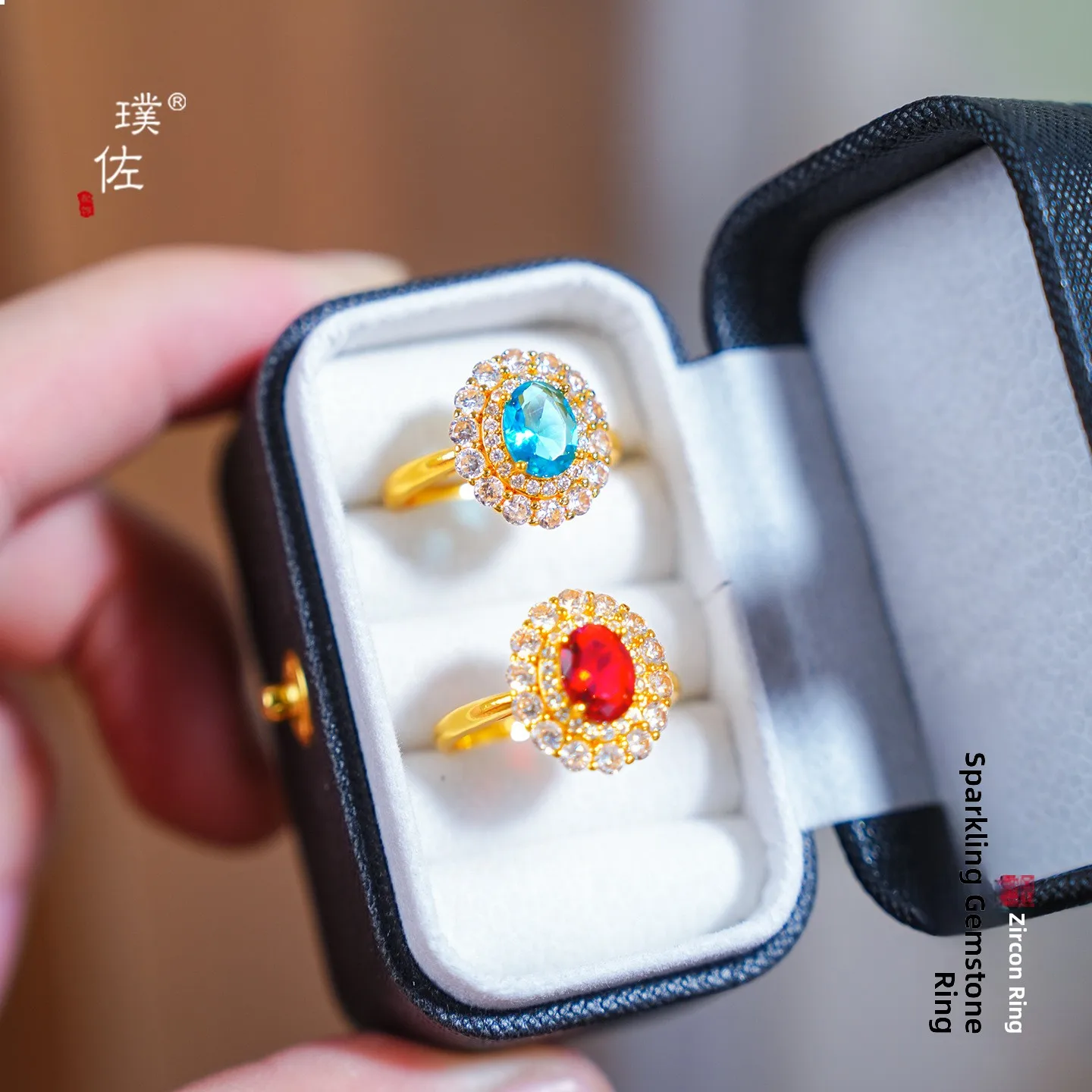 

Кольцо PZ Accessories 24K с блестящим золотом, двойным слоем и вставками из бриллиантов, в форме голубиного яйца, регулируемое, роскошное, винтажное, с цветными драгоценными камнями, для женщин