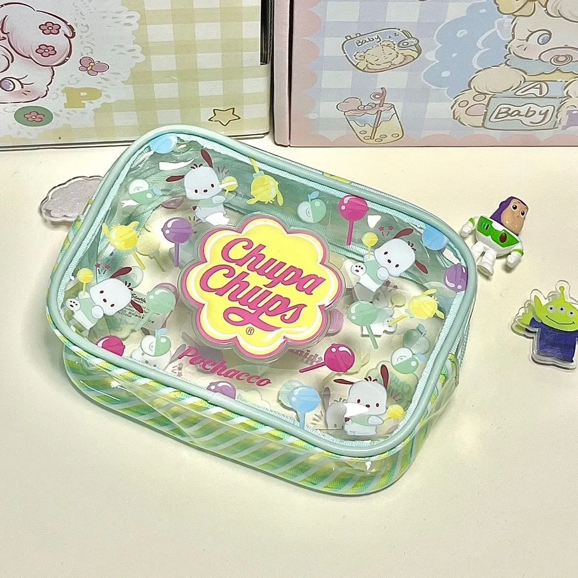 Sanrio Kawaii Piano Melody Makeup Bag Cartoon Cute Kulomi PVC Waterproof Large Capacity Storage Women's Bag Toiletry Makeup Bag