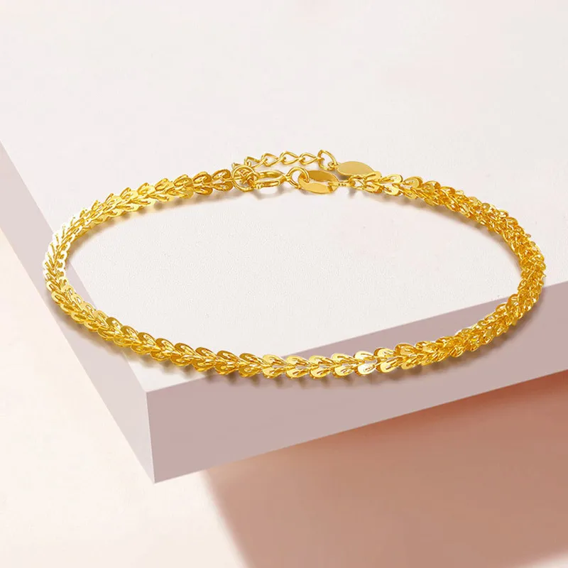 

SMILE Real 18K Gold Luxury Phoenix Tail Design Pure AU750 Adjustable Bracelet Ladies Exquisite Jewelry Gift B0017