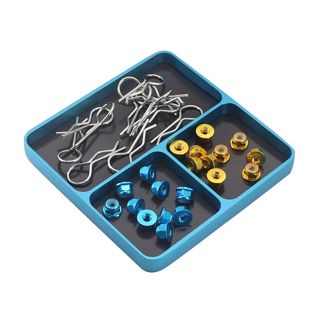 RS 98*98*11mm CNC Aluminium Magnetic Screw Tray Nut Gasket Storage Tool for RC Car Boat Airplane Model