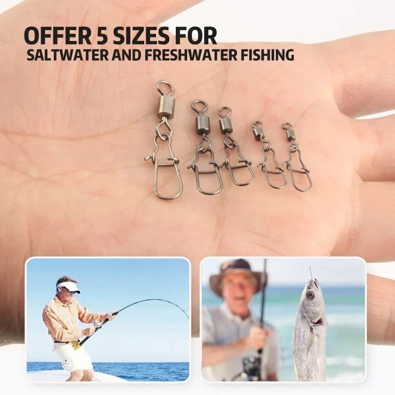

50-100pcs/box American Style 8-pin Ring Connector Stainless Steel Fishing Connector Pin Snap Fishhook Lure Accessories