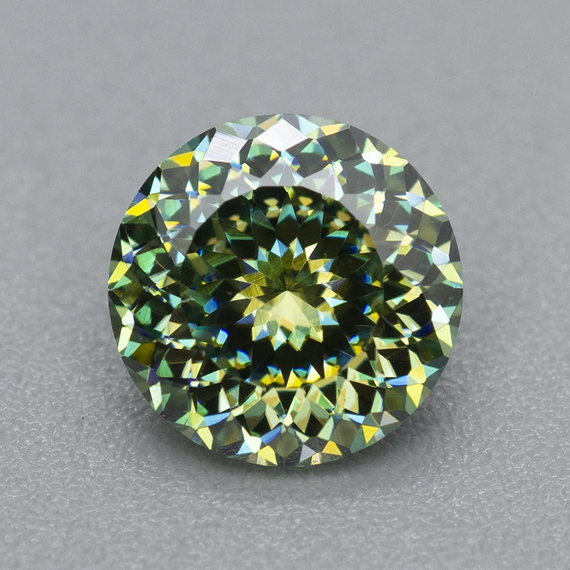 Never Fade Green Moissanite Loose Gemstones 100 Faces Cut 0.5-3.0ct Russain Cut Moissanite Diamonds Pass Diamond Tester with GRA