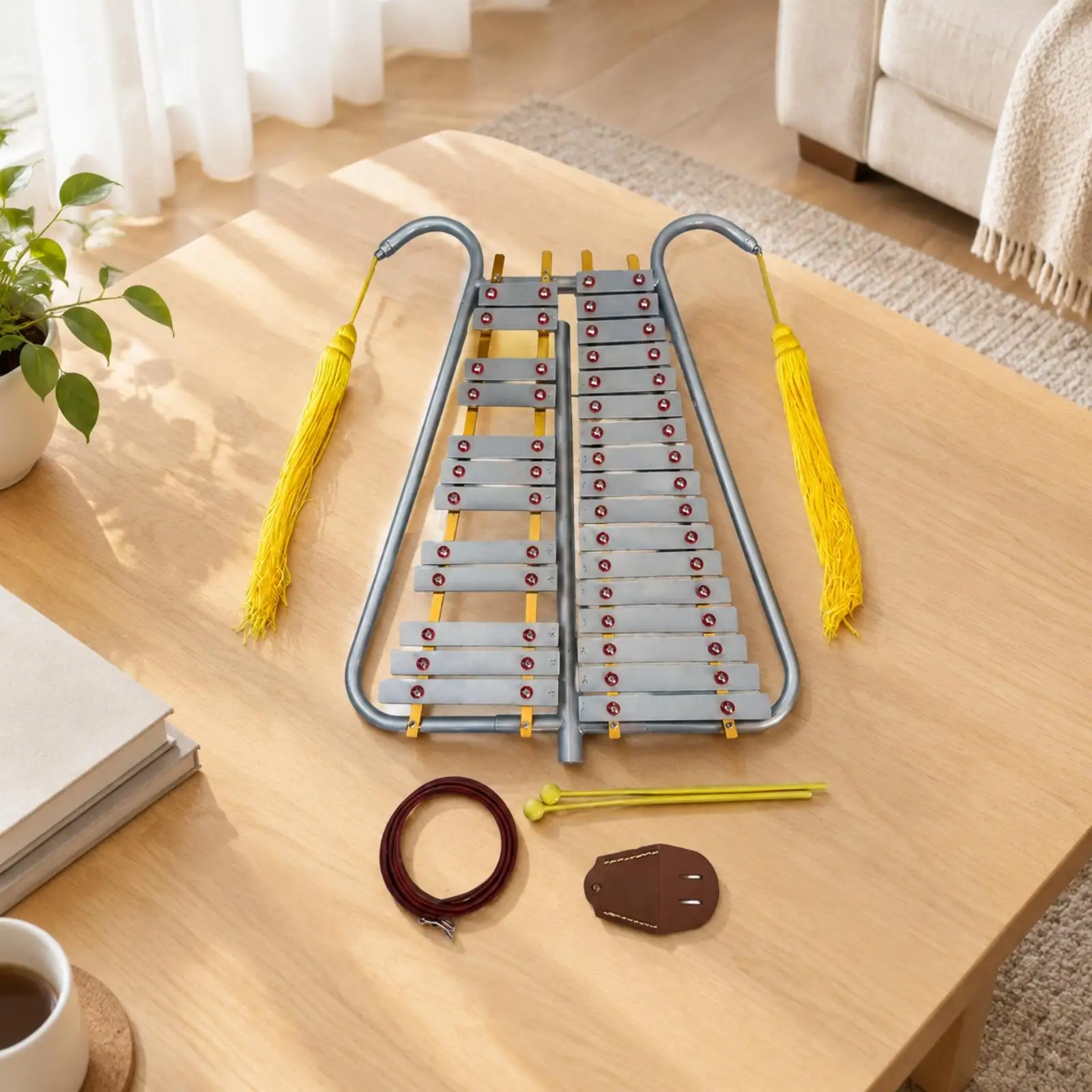 Percussion Instrument Child-Friendly Lyre-Shaped Metallophone Children's Metallophone with Mallets for Beginner Music Learners