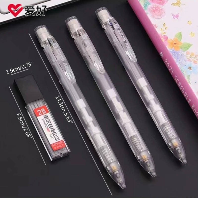 2024 New Flat Automatic Pencil 2B Holder Exam Mechanical Pencil for Calligraphy