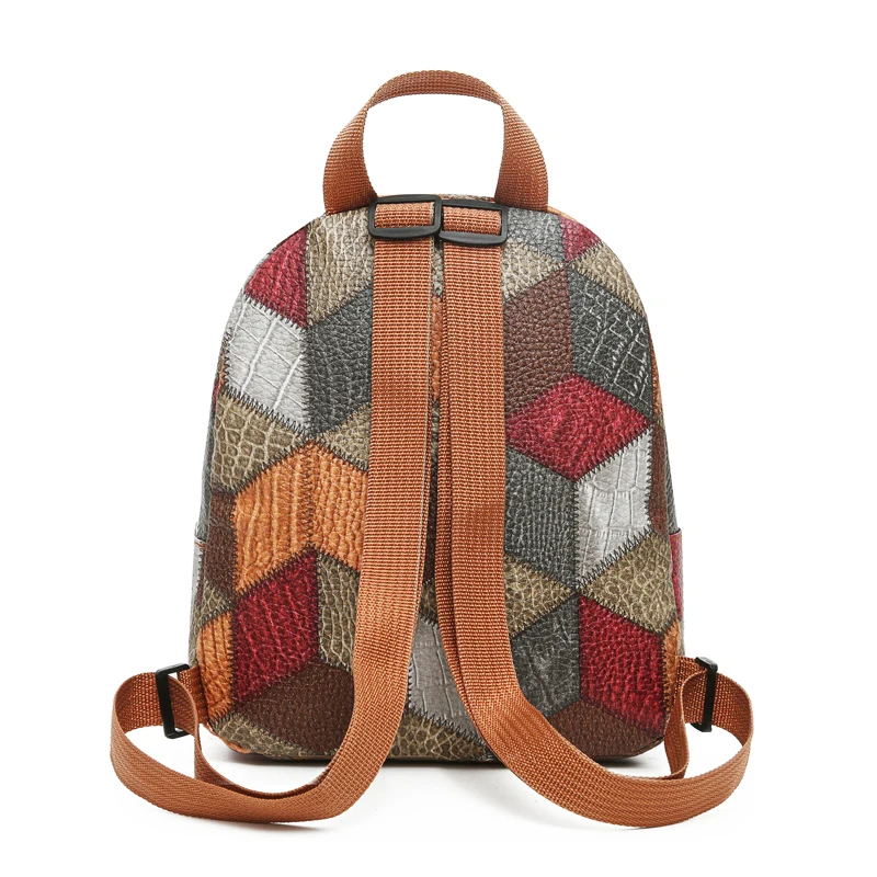 Vintage Style Women's Patchwork Backpack Multi-texture Design for Daily Use Commute Stylish Lightweight Casual Fashion Bag