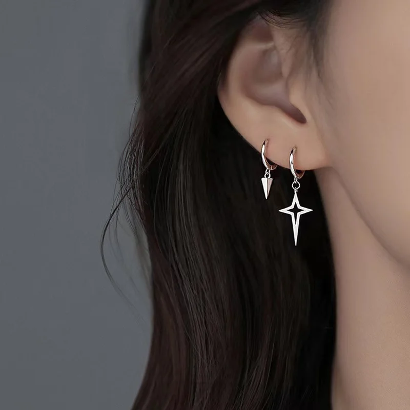 EVISPOL Dangle Earring Star Small Hoop Earring For Women Girls Dainty Huggie Hinged Dangling Earring For Party Star Earrings